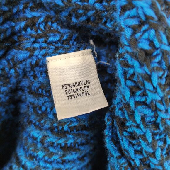 Kenneth Cole NY Women's M Wool-Blend Blue & Black Knit Cardigan, 3-Button Retro - Picture 5 of 6